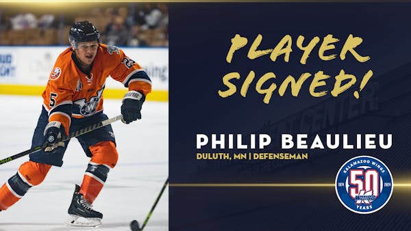 K-WINGS SIGN DEFENSEMAN PHILIP BEAULIEU