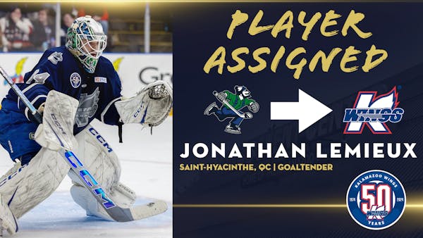 K-WINGS LOANED GOALTENDER JONATHAN LEMIEUX FROM CANUCKS (AHL)