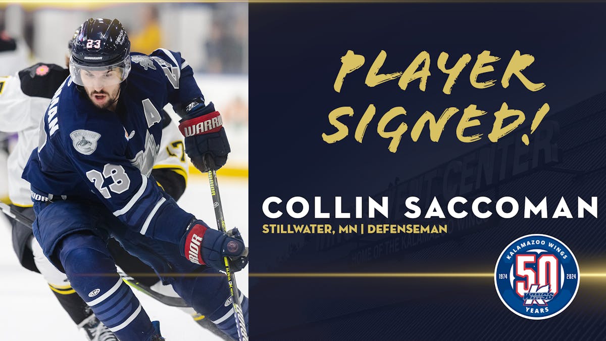 K-WINGS INK DEFENSEMAN COLLIN SACCOMAN