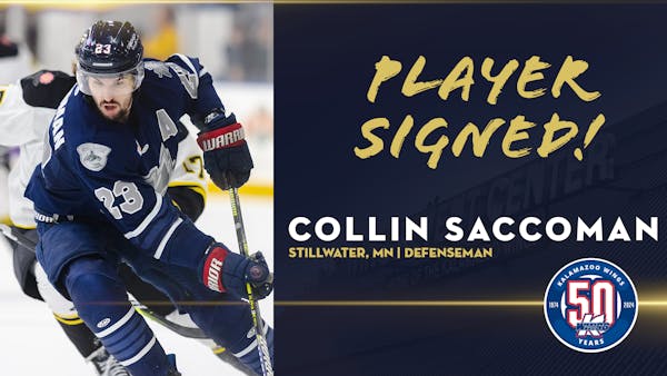 K-WINGS INK DEFENSEMAN COLLIN SACCOMAN