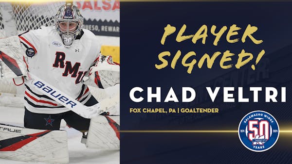 K-WINGS SIGN GOALTENDER CHAD VELTRI, ADD BRENT MORAN ON PTO