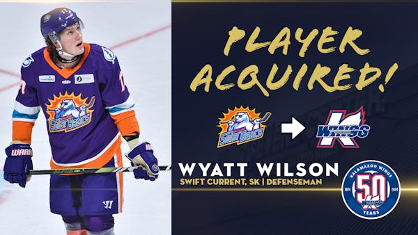 K-WINGS ACQUIRE ROOKIE DEFENSEMAN WYATT WILSON FROM SOLAR BEARS