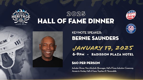 BERNIE SAUNDERS TO SERVE AS KEYNOTE SPEAKER AT 2025 ECHL HALL OF FAME INDUCTION CEREMONY