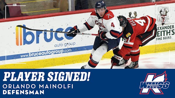 K-WINGS SIGN ROOKIE DEFENSEMAN ORLANDO MAINOLFI, ADD TWO PLAYERS ON PTO