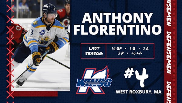 K-WINGS SIGN DEFENSEMAN ANTHONY FLORENTINO, TOMMY STANG SIGNED TO PTO