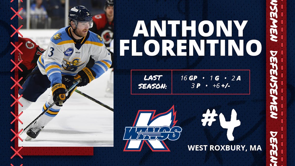 K-WINGS SIGN DEFENSEMAN ANTHONY FLORENTINO, TOMMY STANG SIGNED TO PTO