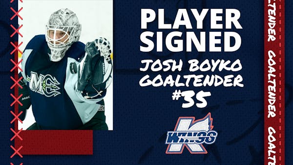 K-WINGS SIGN ROOKIE GOALTENDER JOSH BOYKO