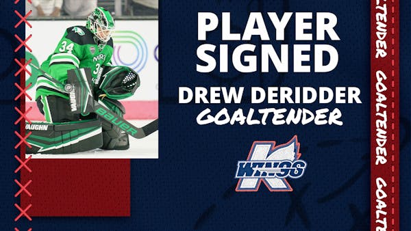 K-WINGS SIGN ROOKIE GOALTENDER DREW DERIDDER