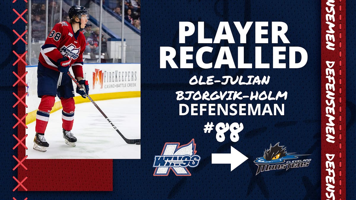 K-WINGS RETURN DEFENSEMAN BJØRGVIK-HOLM TO MONSTERS (AHL)